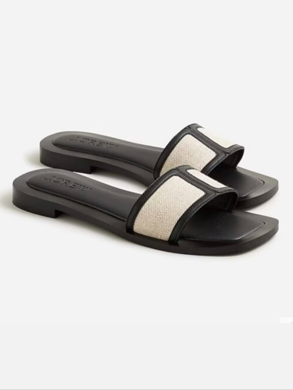 J CREW GEORGINA Sandals Womens 10 Black Canvas & Leather